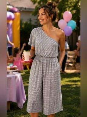 Anthropologie Maeve Jamie One Shoulder Wide Leg Jumpsuit Size XS